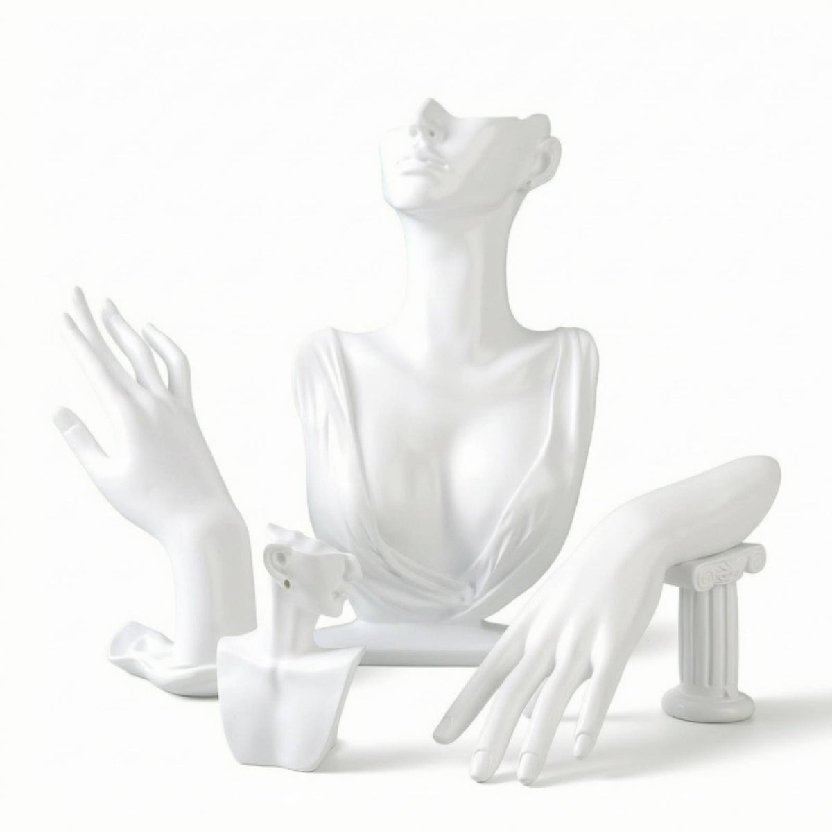 4 Pieces Jewelry Mannequin Display Set Resin Hand Display Molded for Boutiques