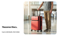 Lightweight Front-Accessing Carry-on Airline Approved Size Frontentry Hardside Luggage Wheels Trolley Case Hardshell Design for Travelers, Vacationers, Business Professionals, Vacations, Short Trip Getaways, Airports