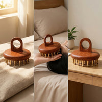 Massage Comb with Finger Loop Ergonomic Wooden Meridian Comb Long-Lasting