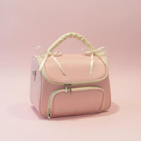 Bowknot Cosmetic Case Portable Handled Makeup Organizer Easy to Clean for Girls