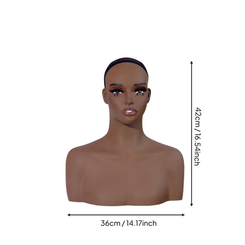 Black Female Mannequin Head Easy to Clean Female Bust Mannequin for Salon Owners