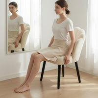 Petal Back Vanity Chair Includes Pillow Velvet Makeup Chair Space Saving