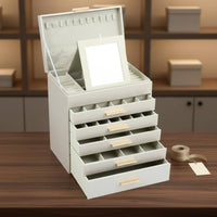 6-Layer Jewelry Box Sturdy Construction Multi-Layer Accessory Holder for Women