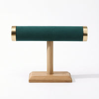 Jewelry Stand with Horizontal Bar Tabletop Jewelry Display with Wooden Base Single-Tier Necklace Horizontal Bar for Boutique
