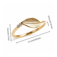Botanical Design Band Brushed Band with Leaves Textured Jewelry for Daily Wear, Office