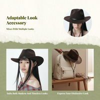 Women’s Suede Cowboy Hat, Vintage design, Adjustable, informal, Travel