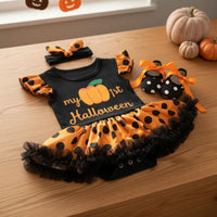 3 Pieces Flutter Sleeve Tutu Romper Skin-Friendly Material for Photoshoot