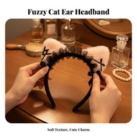 Lace Chime Cat Ear Hair Hoop With Tinkling Chime S Gothic Doll-Like Creature Ear Headband Gothic Lace Creature Ears Cute Design