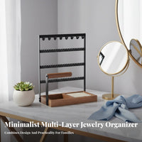 Jewelry Display Stand Sturdy 4-Tier Jewelry Rack Earring and Necklace Holder Saves Space Individual Accessory Storage