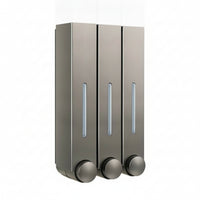 Three Chamber Soap Dispenser Silvery Finish Bathroom Supply Refillable