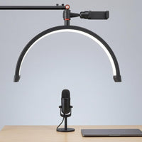 Articulated Joints Circular Light with Stand Height Adjustable Clamp Circular Light Black Lighting Equipment for Makeup, Live Broadcasting, Photo Taking