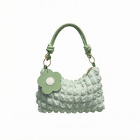 Puffer Shoulder Bag Knotted Strap Moon-Shaped Hobo Bag Textured for Casual Wear