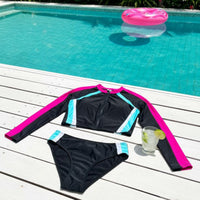 Long Sleeve Two-Piece Swimsuit Breathable Two-Piece Surfing Swimsuit Long Sleeve Sun Protection Top Set Slimming Design