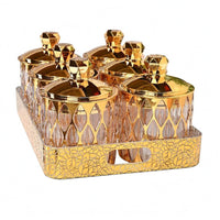6 Pieces Decorative Storage Jar Set Sealed Gold Lidded Jar Set Glass-Like Household Organizer