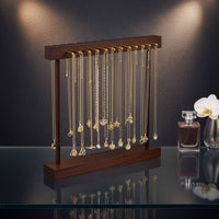 Wooden Necklace Display Stand Walnut Finish Necklace Display Stand Countertop Jewelry Hanging Rack Untangled-Untangled