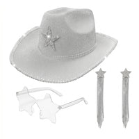 3 Pieces Dangling Star Earrings Oversized Cowgirl Outfit Kit Fringed Look