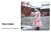 Girls Traditional Chinese Dress Set, Winter Thick Cheongsam, Padded Tang Suit, Warm Holiday Costume