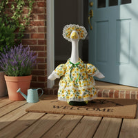 2 Pieces Floral Goose Dress Set Includes Matching Hat Lawn Ornament Apparel