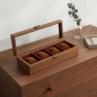 Watch and Jewelry Storage Box Dustproof Wooden Jewelry Box Glass Top Watch Display Case Large Capacity for Women