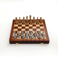 Chess Set with Storage Case Metal Chessboard Portable for Office, Collectors