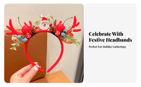 Reindeer Branch Headband Festive Design Soft Branch Headpiece Christmas Deer Branch Hairband Comfortable for Adults