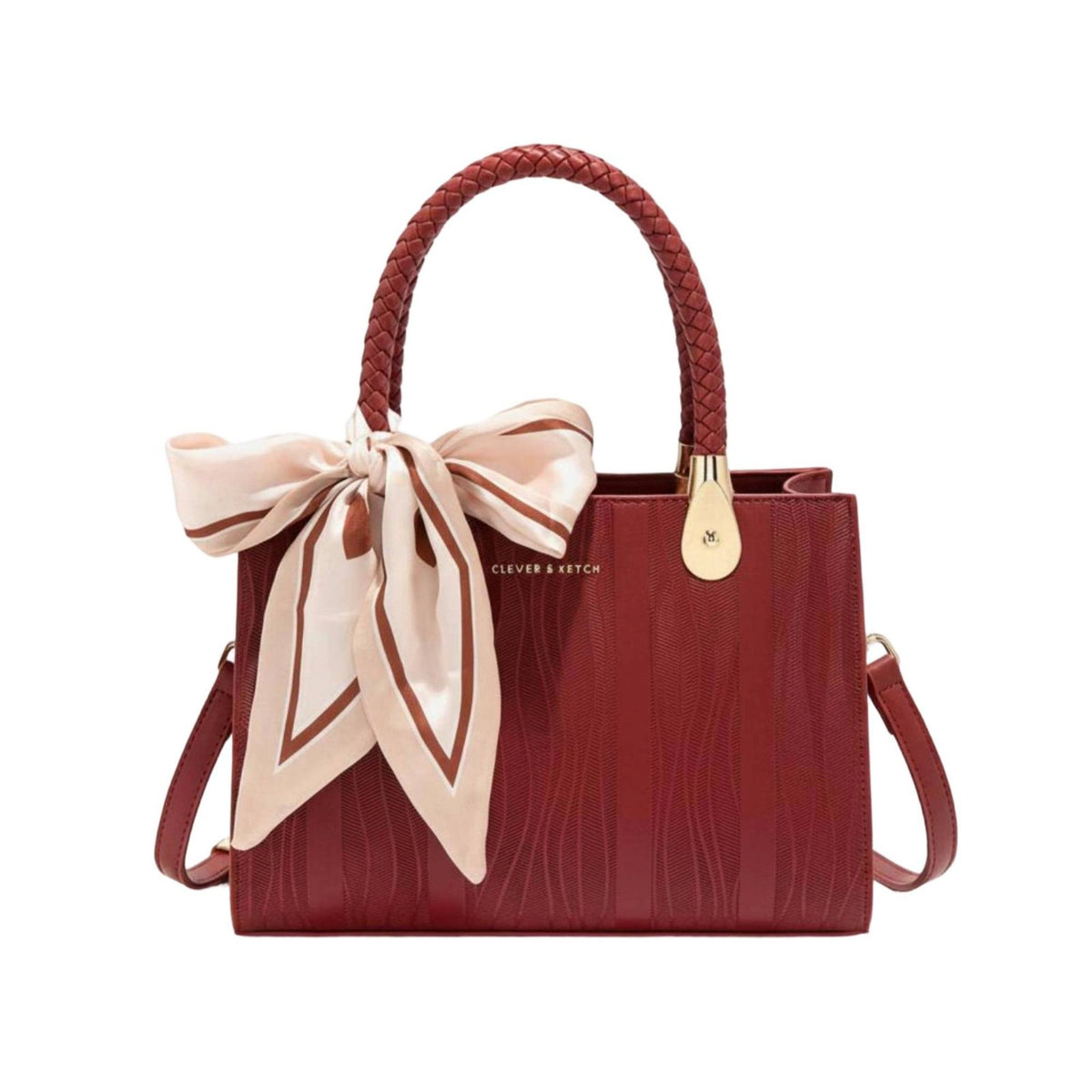 Top-Handle Satchel Detachable Strap Wavy Pattern Satchel Multiple Compartments