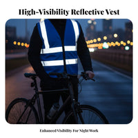 Reflective Safety Vest Breathable Material Construction Worker Vest Lightweight Long-Lasting for Street Workers