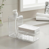 2 Pieces Press Soap Dispenser Transparent Body Bathroom Storage for Sink