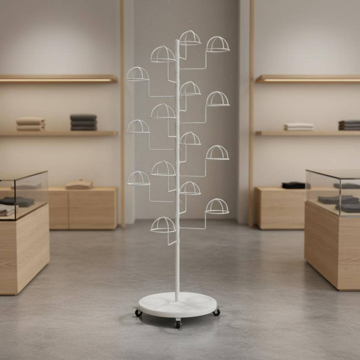 Floor Standing Hat Stand Rust-Resistant Multi-Tier Hat Display Stand Hairpiece Display Stand Strong Load-Bearing for Boutique