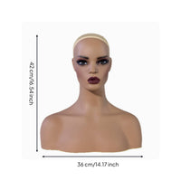 Head and Shoulders Mannequin Realistic Female Torso Form Skin-Tone
