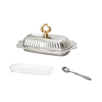 Vintage Butter Dish Edge Silver-Toned European-Style Butter Dish