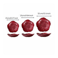 3 Pieces Large Capacity Pearlescent Petal Serving Bowl Long-Lasting 3 Piece Glass Fruit Plate Set Hammered Texture for Dining Table