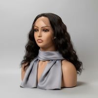 Female Manikin Head with Shoulders PVC Material Realistic Mannequin Head with Shoulders Pierced Ears Hairpiece Display Bust for Retail Store