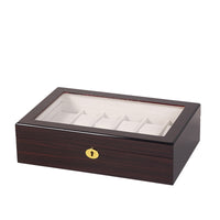 Glass-Top Watch Box Lacquered Watch Display Box Golden-Hued Lock