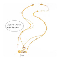 Mom Letter Necklace Zircon Set Fashional Heart Necklace Sentimental Gift Women's Jewelry for Parents