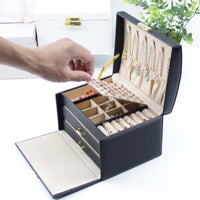 Three Layer Jewelry Box Dust-Resistant Lockable Jewelry Box Easy to Clean