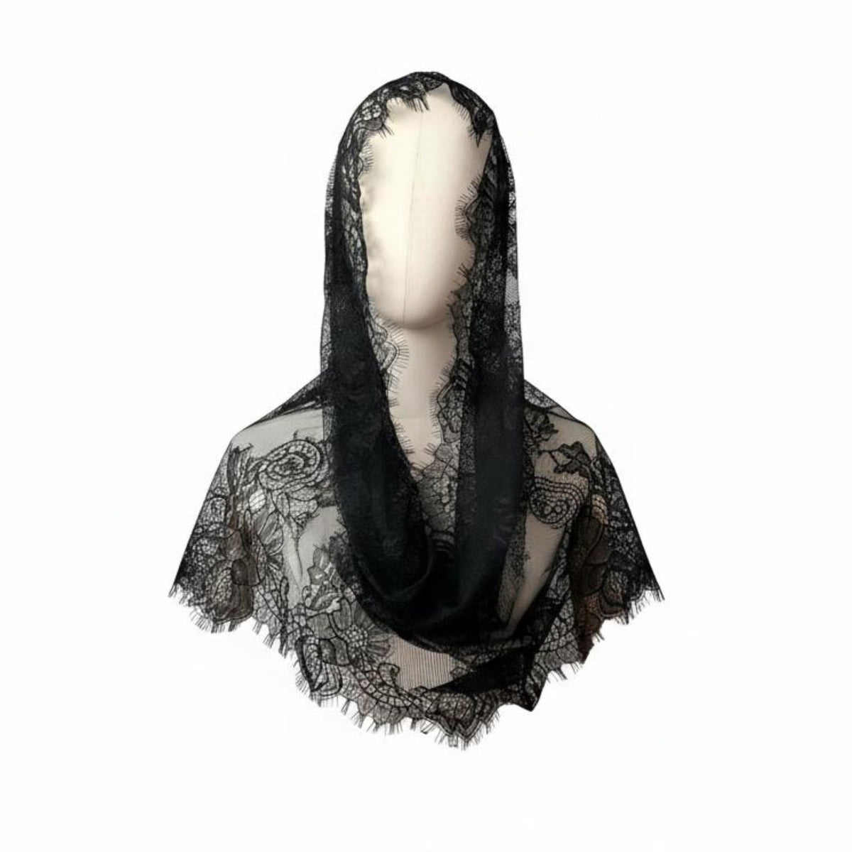 Cream Lace Church Veil, Bridal Shawl, Muslim Latin Mantilla, Elegant Floral Accessory