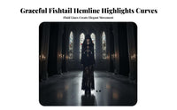 Hooded Lace Mermaid Dress Slim Fit Long Sleeve Fishtail Gown Bell Sleeves