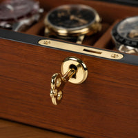 Wooden Watch Display Box Golden-Hued Hardware Watch Display Box Front Latch