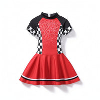 Racing Dress Zipper Closure Racing Costume Flared for Stage Performances, Girls