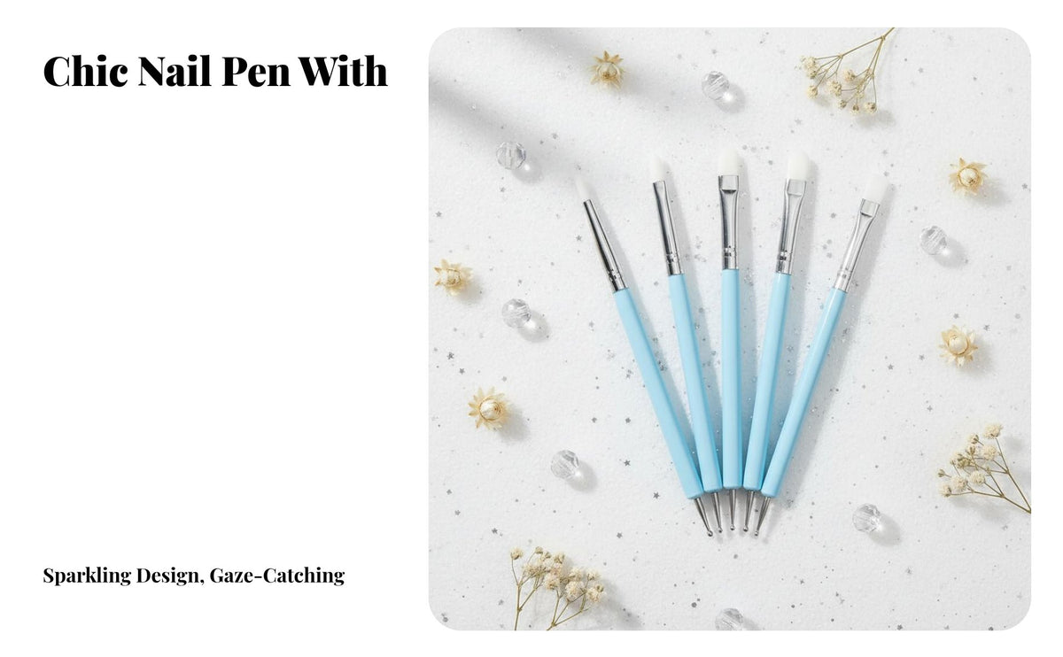 5 Pieces Double-Ended Manicure-Nail Design Tool Set Multi-Functional Manicure Accessory Easy to Clean Ergonomic Grip for Artists