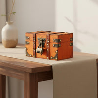 Chinese Retro Keepsake Box Multipurpose Wooden Jewelry Box with Lock Locking Wooden Treasure Chest Sturdy Wood Construction
