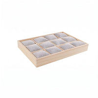 Padded Jewelry Tray 12 Compartments Accessory Storage Rectangular