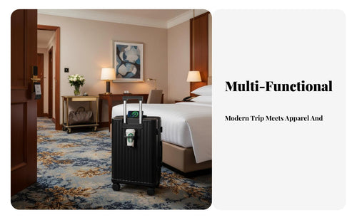 2 Pieces Long-Lasting Suitcase with Vanity Case Combination Lock Hardside Carry-on Telescopic Handle Luggage Lightweight for Travelers, Business Professionals, Students, Vacation, Airport, Weekend Getaway