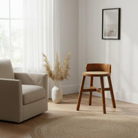 Rattan Dressing Table with Mirror Space Saving Wooden Makeup Vanity with Drawers