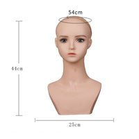 Mannequin Head with Shoulders PVC Material Shoulder Mannequin Head Ear Holes for Salon Owners