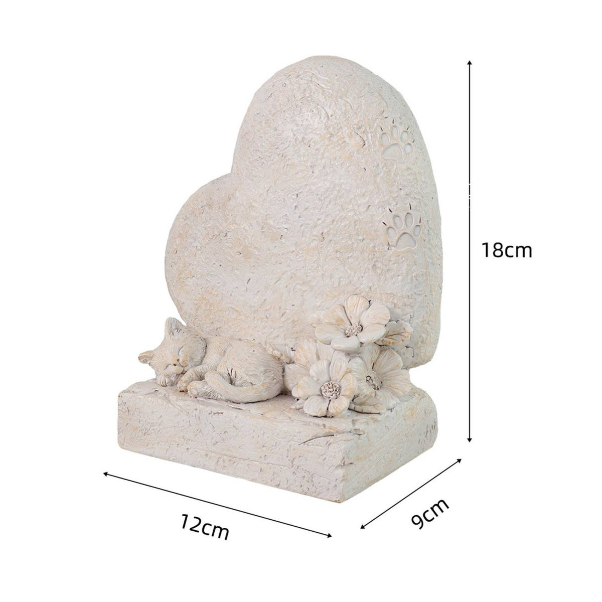 Heart Pet Memorial Stone Mourning Gift Resin Tombstone Indoor Outdoor Use