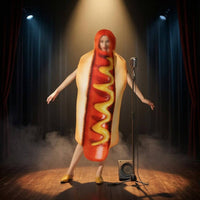 Printed Hot Dog Outfit Polyester Hooded Hot Dog Costume Lightweight Frankfurter Costume