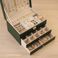 Double Tier Jewelry Box Portable Multi-Tier Jewelry Case Necklace and Band Holder Abrasion Protection for Women, Travel