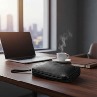 Men's Clutch Bag Multi-Compartment Men's Wristlet Pouch Detachable Wrist Strap